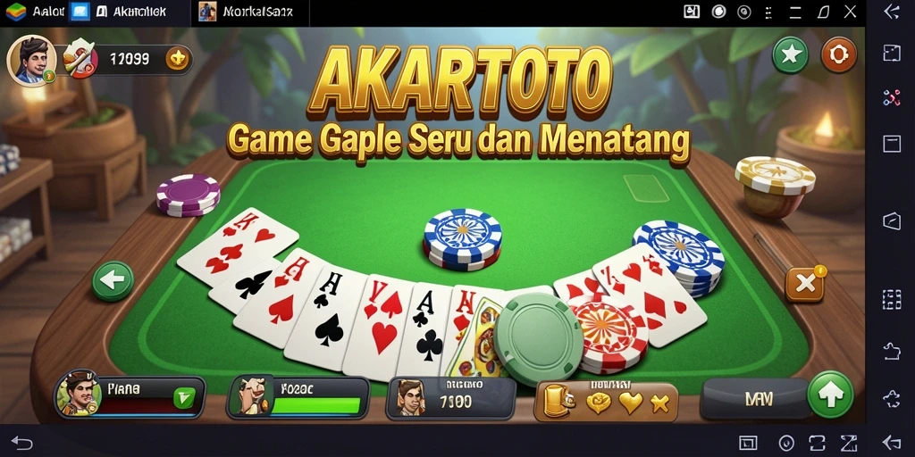 Tampilan utama AKARTOTO saat gameplay Gaple yang seru.