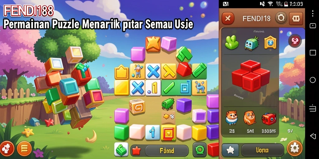 Tampilan gameplay Puzzle yang menantang dan menarik di FENDI188.