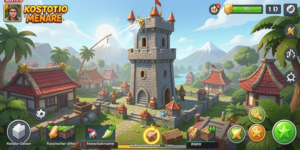 Tampilan gameplay KOSTOTO yang mendebarkan dalam genre Tower Defense.