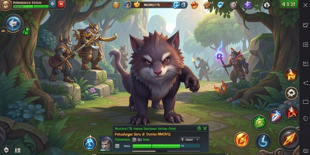 Tangkapan layar menunjukkan pertempuran epik dalam dunia MMORPG MUSANG178.