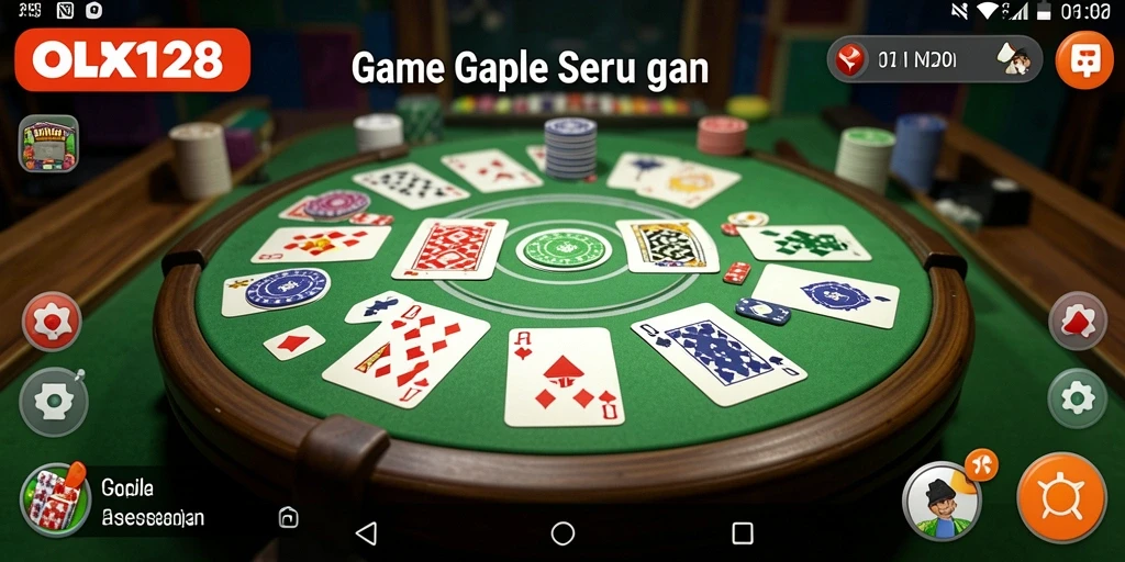 Tampilan layar permainan Gaple yang seru di OLX128.