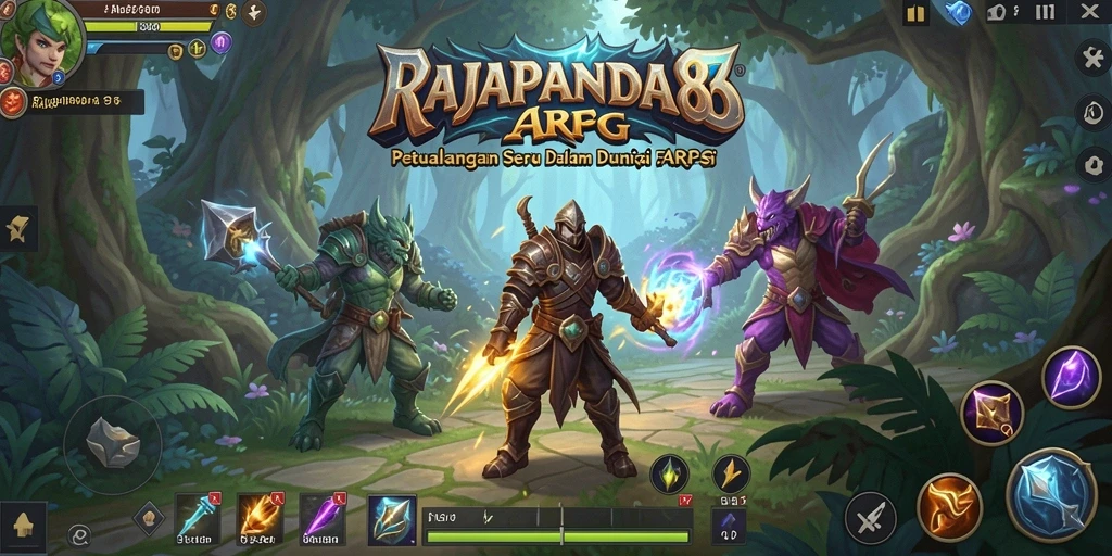 Menampilkan pertempuran seru dalam game ARPG RAJAPANDA88.