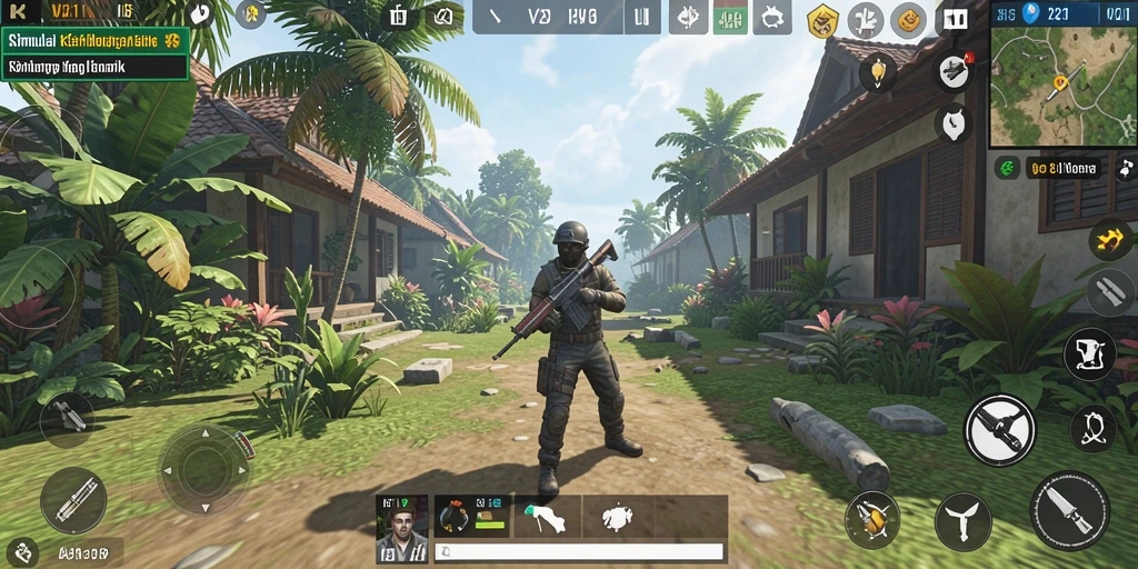 Tampilan gameplay menarik dari V21 yang menunjukkan interaksi karakter.